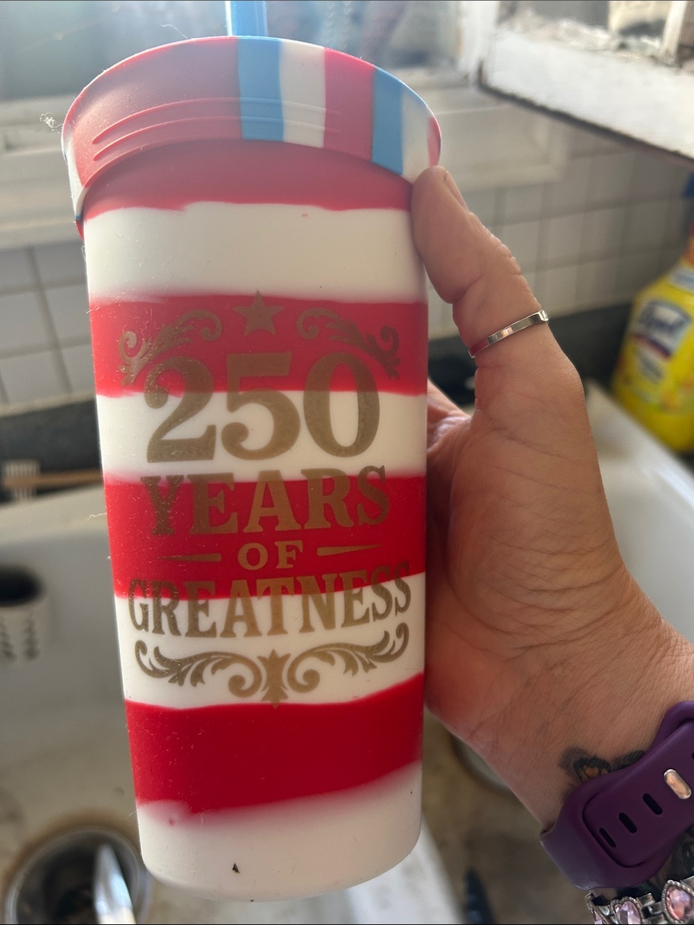 Roughneck Silicone Patriotic Tumbler - "250 Years of Greatness"